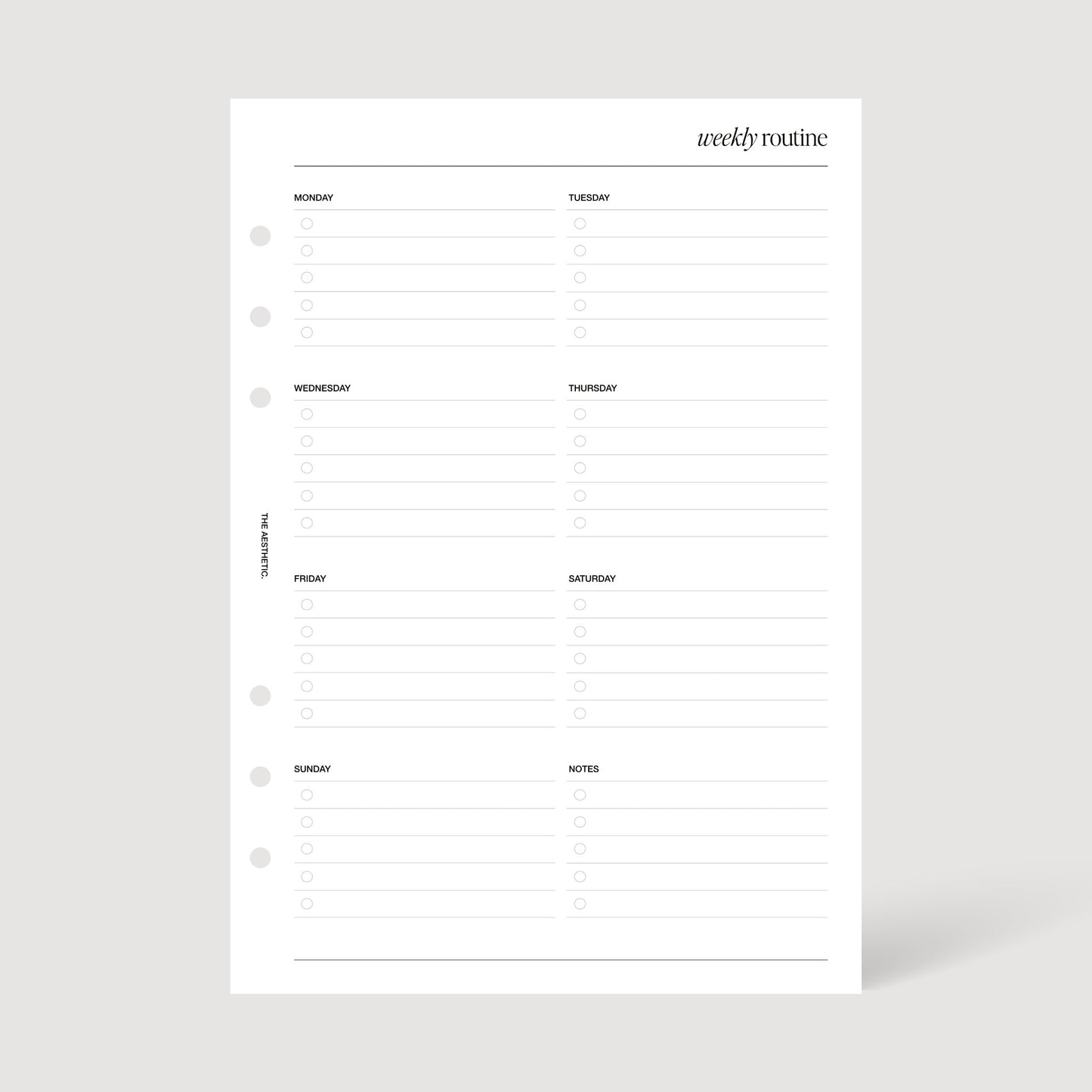 WEEKLY ROUTINE INSERTS | PRINTABLE
