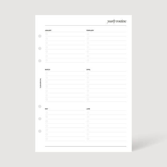 YEARLY ROUTINE INSERTS | PRINTABLE